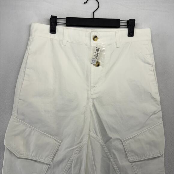 Madewell Pants Women's 4 White Seamed Utility Barrel Leg Cargo Slant Solid NEW - Picture 2 of 12